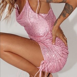 String Along Mini Dress Blush